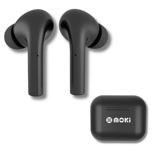 Mokipods True Wireless Earbuds Bluetooth In Ear Earphones, Pods With Mic - Black