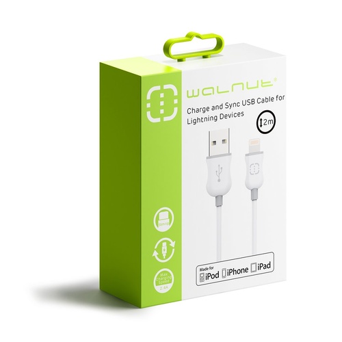 MFI Premium Lightning Cable 2 Metre, iPhone, iPad or iPod Charger WAL-C001N-2M - White/Grey