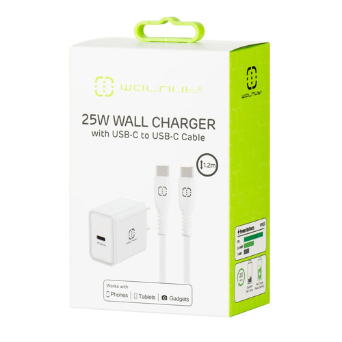 Techcentre Wall Charger USB Type C to USB Type C WIth Cable  - White