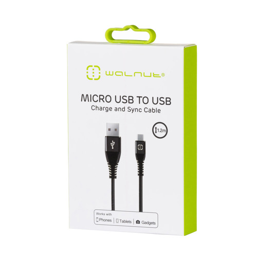 Micro USB  Cable Phone Charger 1.2 Metre - Black/Green