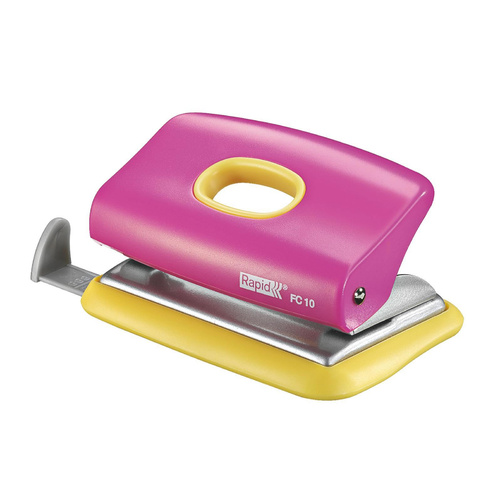 Rapid FC10 Funky Hole Punch 2 Hole 10 Sheet Capacity 00368- 2 Tone Pink & Yellow