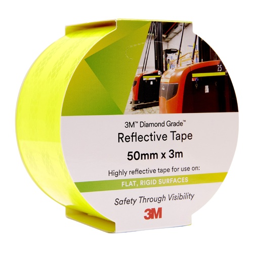 3M Reflective Yellow Green Diamond Grade Reflective Safety Tape 50mm x 3m Compliant 983