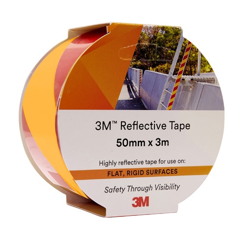 3M Reflective Yellow Red Barricade Safety Tape Roll 50mm x 3m Compliant 7930