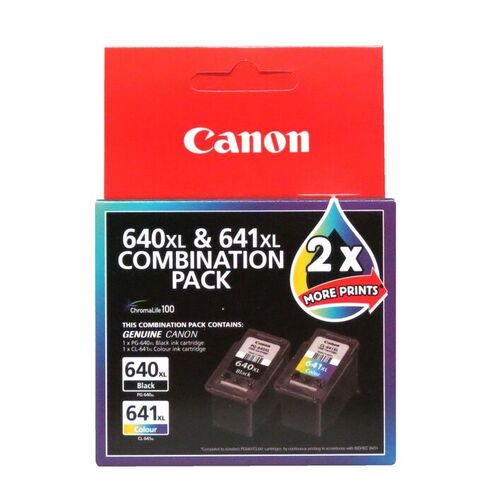 Canon Genuine 640XL & 641XL Combo Pack Ink Cartridge - Black & Colour