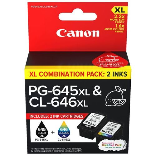 Canon Genuine PG-645XL & CL-646XL Combo Pack Ink Cartridge - Black & Colour