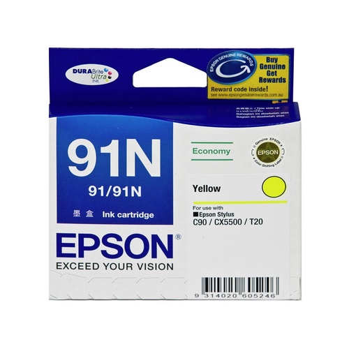 Epson Genuine T1074 (91N) Yellow Ink Cartridge - Yellow 