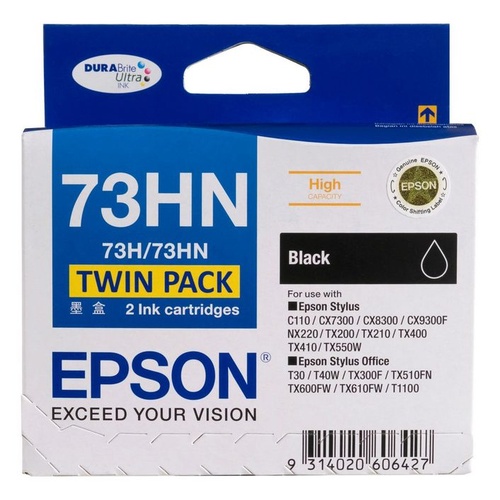 Epson Genuine T1051 (73N) High Yield Black TWIN Pack Ink Cartridge - Black