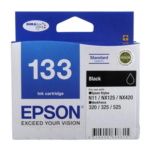 Epson Genuine T1331 (133) Black Ink Cartridge - Black 