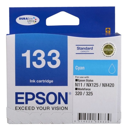 Epson Genuine  T1332 (133) Cyan Ink Cartridge - Cyan 