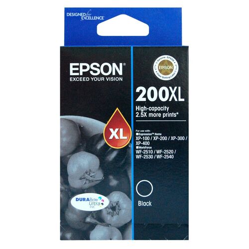 Epson Genuine 200XL Black Ink Cartridge High Yield - Black