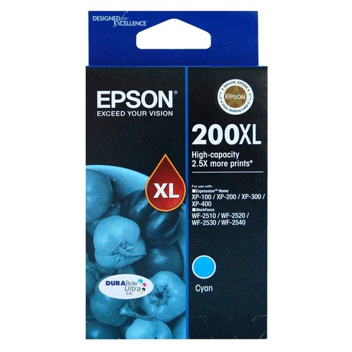 Epson Genuine 200XL Cyan Ink Cartridge High Yield - Cyan