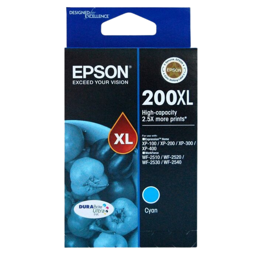 Epson Genuine 200XL Cyan Ink Cartridge High Yield E200CXL - Cyan