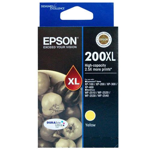Epson Genuine 200XL Yellow Ink Cartridge High Yield E200YXL - Yellow