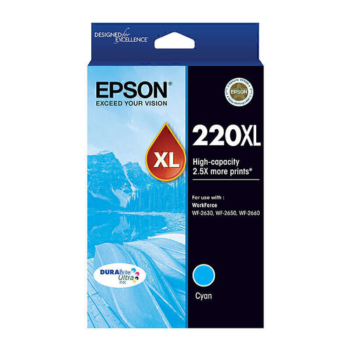 Epson Genuine 220XL Cyan Ink Cartridge - Cyan