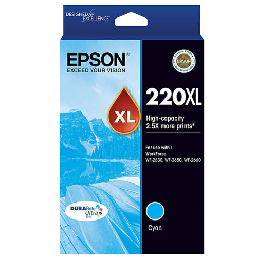 Epson Genuine 220XL Cyan Ink Cartridge E220CXL - Cyan