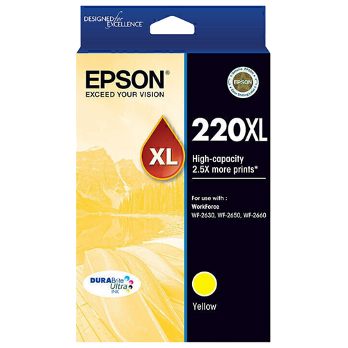 Epson Genuine 220XL Yellow Ink Cartridge E220YXL - Yellow