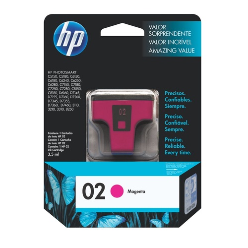 HP Genuine 02 Magenta Ink Cartridge 3.5ml - Magenta 