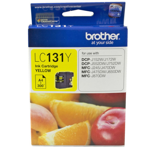 Brother Genuine LC-131Y Yellow Ink Cartridge For DCPJ152W DCPJ172W DCPJ552DW - 300 Pages