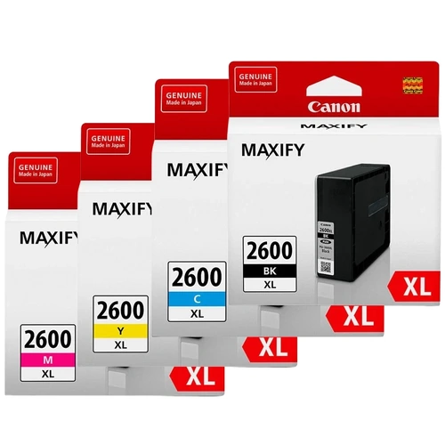 Canon GENUINE MAXIFY 2600 PGI-2600XL C M Y BK Inkjet Ink Cartridge Set