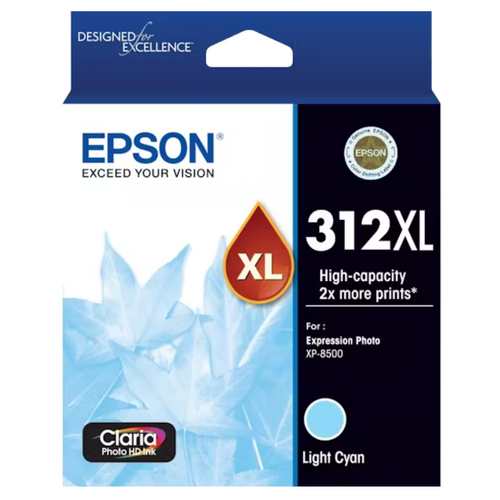 Epson Genuine 312XL High Capacity Ink Cartridge Light Cyan - E312LCXL