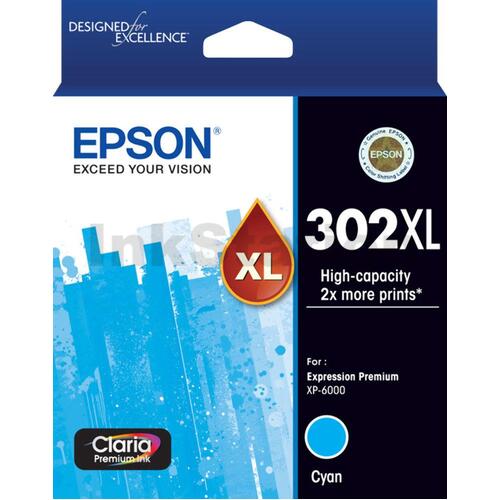 Epson Genuine 302XL High Capacity Ink Cartridge - Cyan