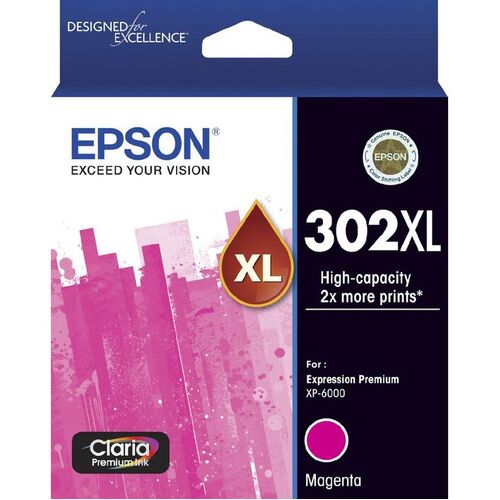 Epson Genuine 302XL High Capacity Ink Cartridge - Magenta