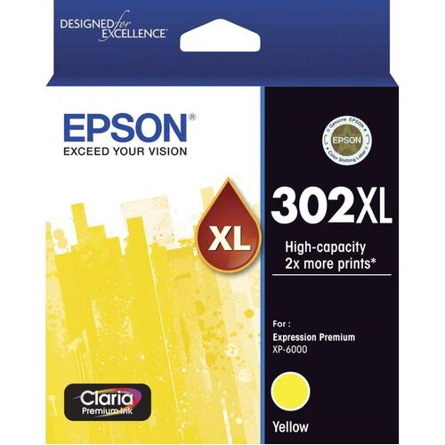Epson Genuine 302XL High Capacity Ink Cartridge - Yellow