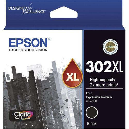 Epson Genuine 302XL High Capacity Ink Cartridge - Black
