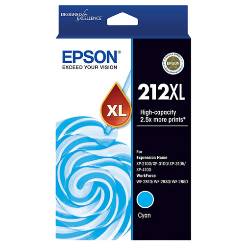 Epson Genuine 212XL Ink Cartridge High Yield Genuine - Cyan