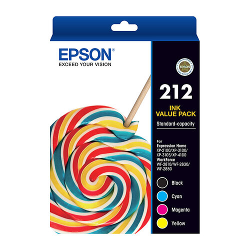 Epson 212 4 Genuine Ink Cartridges Value Pack - Black, Cyan, Magenta, Yellow