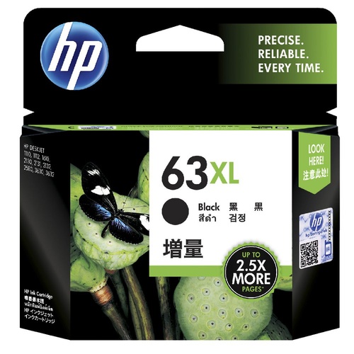 HP 63XL Genuine Ink Cartridge High Yield - BLACK