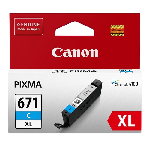 Canon Genuine CLI671XL Cyan Ink Cartridge High Yield - Cyan
