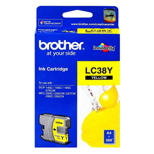 Brother Genuine Ink Cartridges LC38 260 Pages - Yellow 