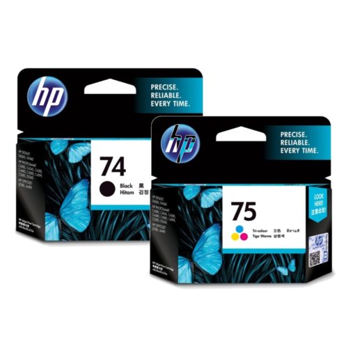 HP Genuine 74 Black +75 Colour (1 x BLACK & 1 x COLOUR) Ink Cartridge Set