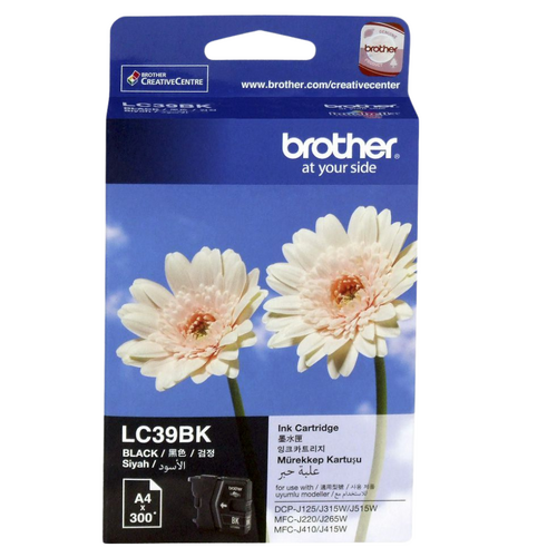 Brother Genuine Ink Cartridge LC39BK 300 Pages.- Black 