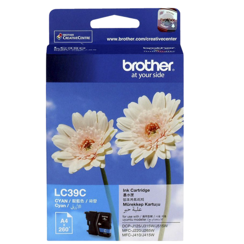 Brother Genuine Ink Cartridge LC39C 260 Pages - Cyan 