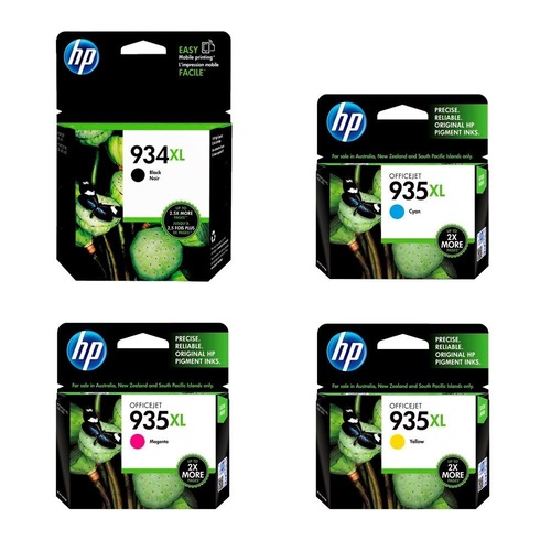 HP Genuine 934XL Black + 935XL Cyan, Magenta, Yellow Ink Cartridge Set