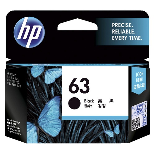 HP Genuine 63 Black Ink - Black 