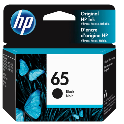 HP Genuine 65 Black Ink N9K02AA - Black