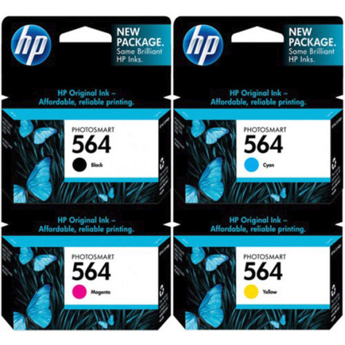 HP 564 Genuine Ink Cartridge Set 4 (Black,Yellow, Magenta,Cyan) - Gst Include invoice Supplied