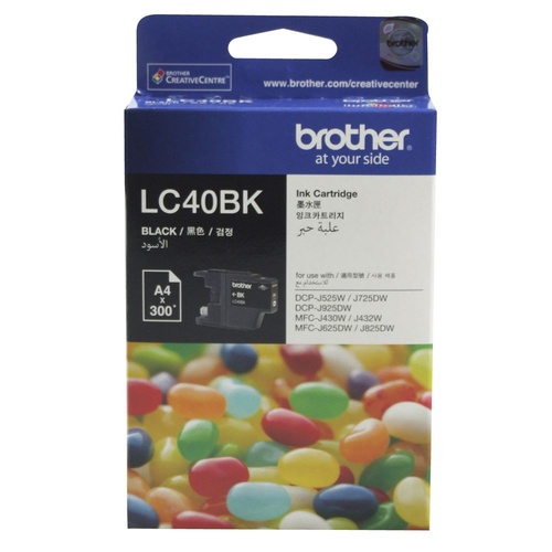 Brother Genuine LC-40BK Black Ink Cartridge - Black 