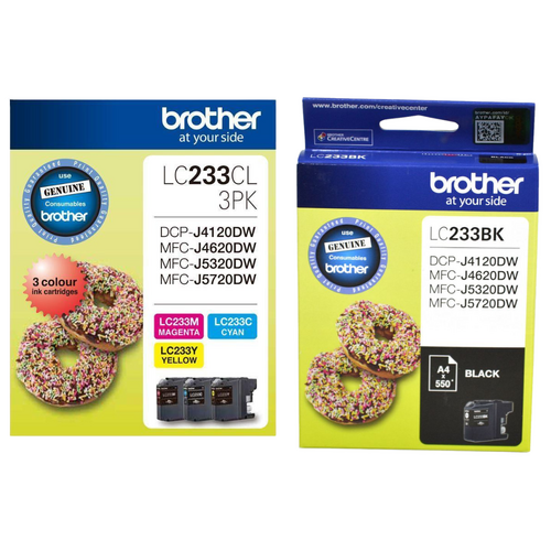 ** CLEARANCE ** Brother Genuine Ink Cartridge 233 Black & Colour Pack - Expired Stock