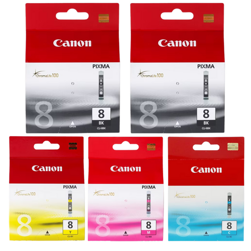 ***REDUCED*** Canon 8 Pack of 5 Ink Cartridges 2 x Black, 1 x Yellow, 1 x Cyan, 1 X Magenta