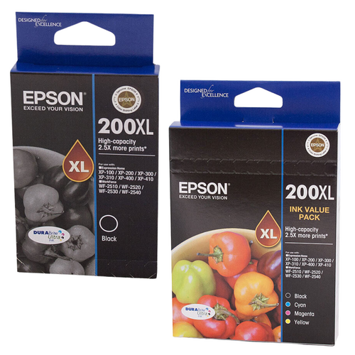 Epson Genuine 200XL Value Pack & Black Pack Ink Cartridges