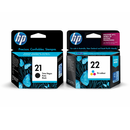 **CLEARANCE** HP Genuine 21 Black & 22 Colour Ink Cartridge Set *EXPIRED MAY & OCT 2023