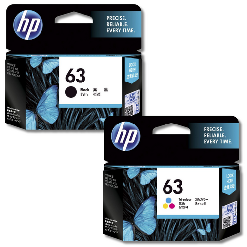 **CLEARANCE** HP Genuine 63 Black & Colour Ink Cartridge Set *EXPIRED NOV 2023 & FEB 2024