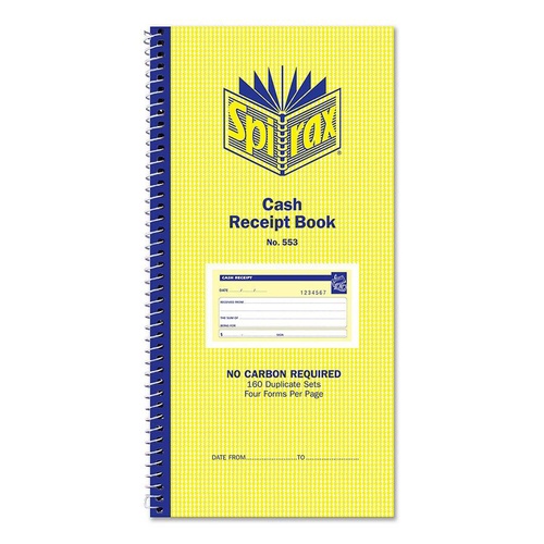 Spirax 553 Cash Receipt Book 4 To View Carbonless Duplicates 