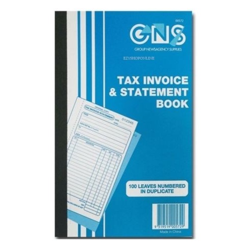 10 x GNS 572 Tax Invoice & Statement Book 8 X 5" Duplicate 100 Leaf