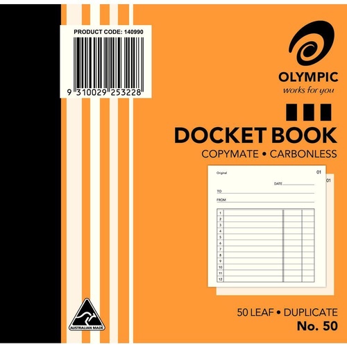 Olympic No.50 Docket Book Carbonless Duplicate 100x125mm - 140990