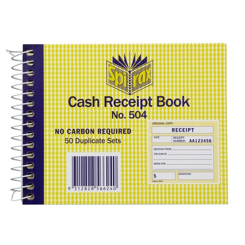 Spirax 504 Cash Receipt Book 5 Pack - Carbonless Duplicate